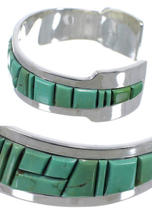 Sterling Silver Turquoise Inlay Southwestern Cuff Bracelet CX49923