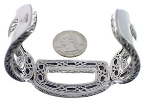 Turquoise Inlay Sterling Silver Southwest Cuff Bracelet CX49931