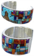 Multicolor Silver Native American Village Design Cuff Bracelet TX40346