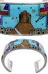 Multicolor Silver Native American Village Design Cuff Bracelet TX40346
