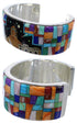 Multicolor Silver Native American Pueblo Design Bracelet TX40348