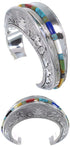 Southwestern Horse Silver Multicolor Cuff Bracelet TX40448