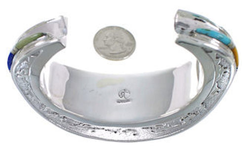 Southwestern Horse Silver Multicolor Cuff Bracelet TX40448