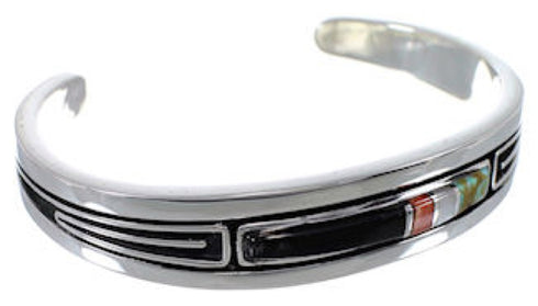 Southwest Sterling Silver Multicolor Cuff Bracelet TX40454