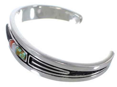 Southwest Sterling Silver Multicolor Cuff Bracelet TX40454