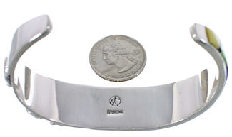 Lizard Silver Multicolor Inlay Cuff Bracelet TX40572