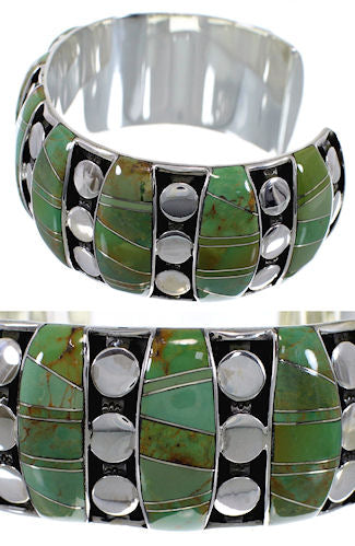 Genuine Sterling Silver Turquoise Well-Built Cuff Bracelet TX40592