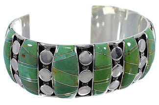 Sterling Silver Turquoise Inlay Well-Built Cuff Bracelet TX40593