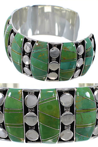 Sterling Silver Turquoise Inlay Well-Built Cuff Bracelet TX40593