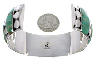 Sterling Silver Turquoise Inlay Well-Built Cuff Bracelet TX40593