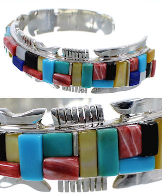 Southwest Sterling Silver Multicolor Bracelet TX40658