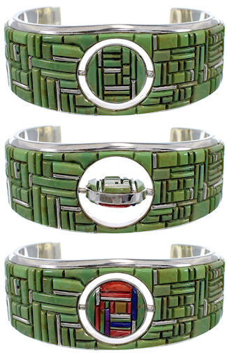Multicolor Southwestern Silver Reversible Cuff Bracelet TX40661