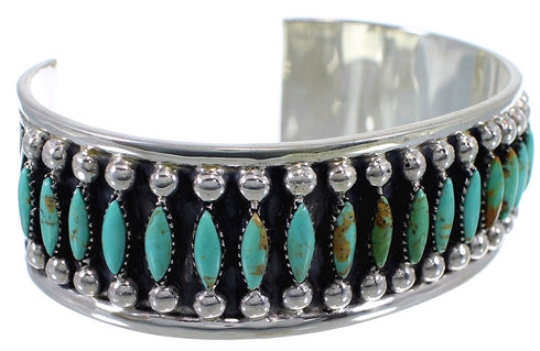 Silver Turquoise Needlepoint Southwest Cuff Bracelet Jewelry CX47691