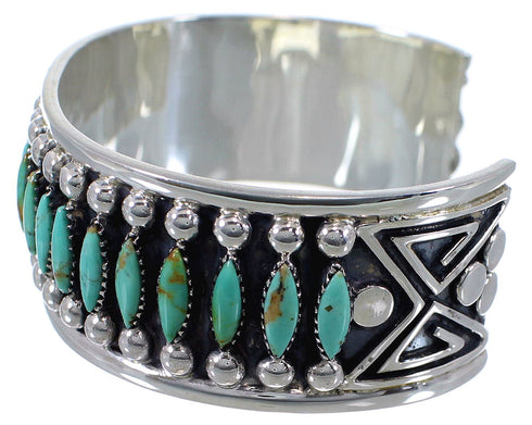 Silver Turquoise Needlepoint Southwest Cuff Bracelet Jewelry CX47691
