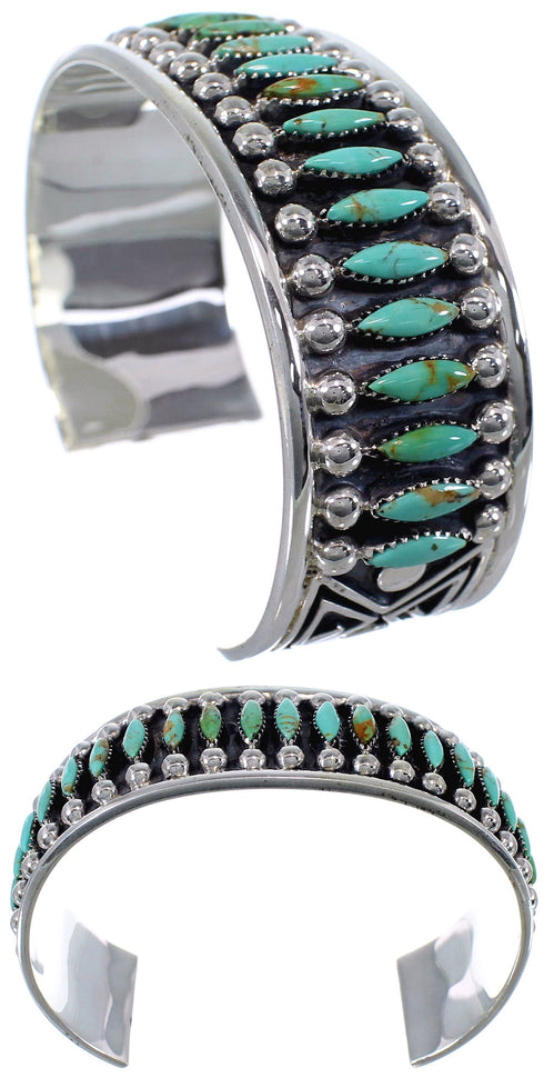 Silver Turquoise Needlepoint Southwest Cuff Bracelet Jewelry CX47691