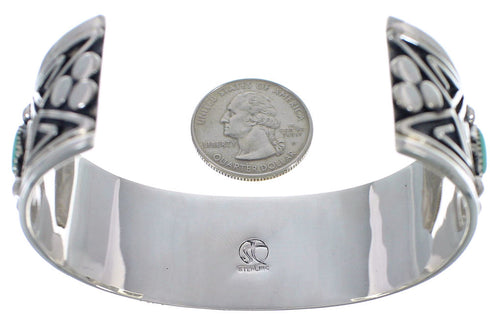 Silver Turquoise Needlepoint Southwest Cuff Bracelet Jewelry CX47691