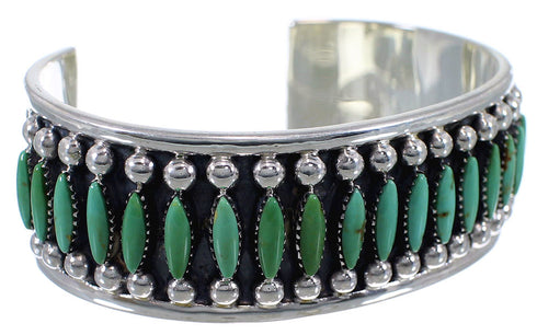 Silver Turquoise Needlepoint Southwest Cuff Bracelet Jewelry CX47692