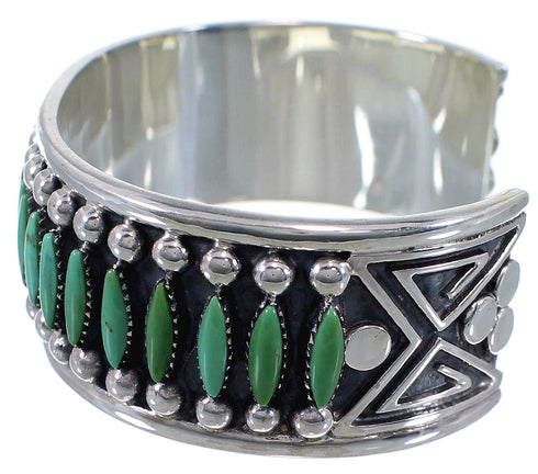 Silver Turquoise Needlepoint Southwest Cuff Bracelet Jewelry CX47692