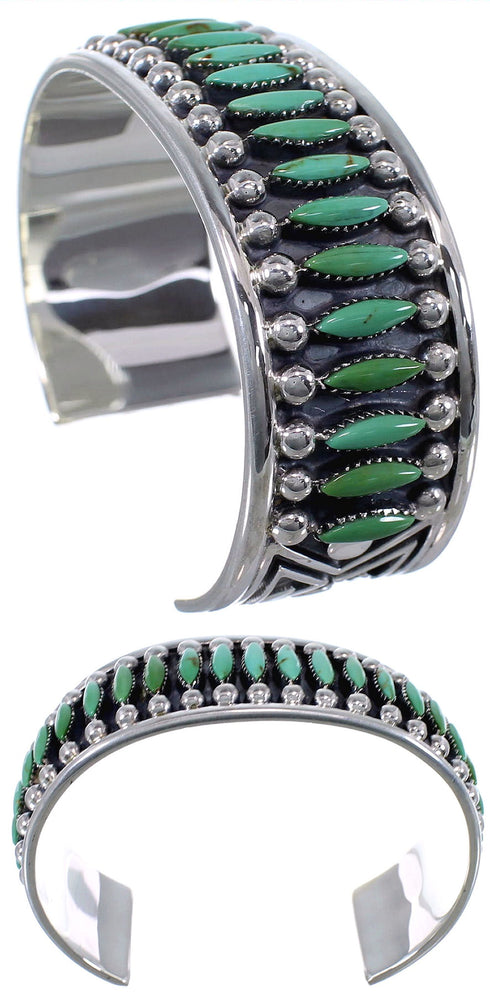 Silver Turquoise Needlepoint Southwest Cuff Bracelet Jewelry CX47692