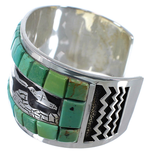 Jet And Turquoise Southwest Sterling Silver Horse Bracelet CX47754
