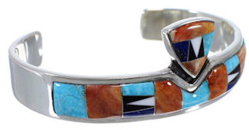 Turquoise And Multicolor Inlay Silver Cuff Bracelet Jewelry NS33252