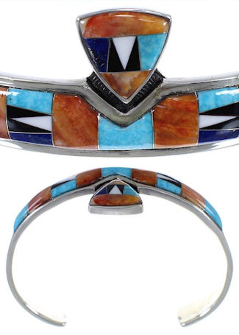 Turquoise And Multicolor Inlay Silver Cuff Bracelet Jewelry NS33252