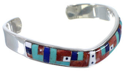 Turquoise Multicolor Inlay Sterling Silver Cuff Bracelet NS33808