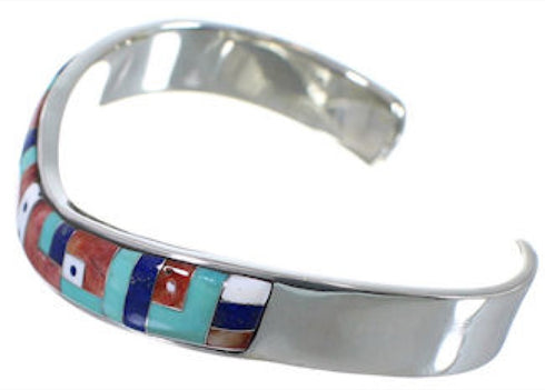 Turquoise Multicolor Inlay Sterling Silver Cuff Bracelet NS33808