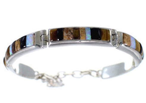 Opal Tiger Eye Multicolor Silver Whiterock Link Bracelet HS18102