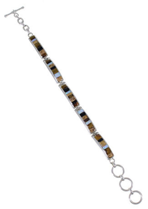 Opal Tiger Eye Multicolor Silver Whiterock Link Bracelet HS18102