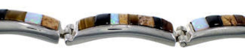 Opal Tiger Eye Multicolor Silver Whiterock Link Bracelet HS18102