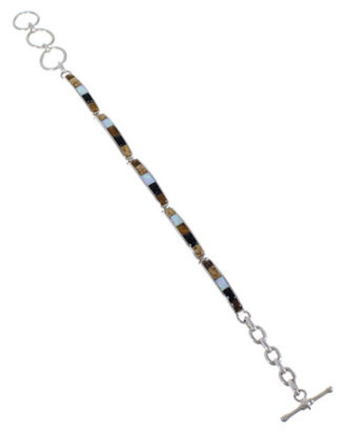 Tiger Eye Opal Multicolor Whiterock Link Bracelet Jewelry HS17535