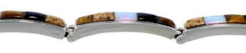 Tiger Eye Opal Multicolor Whiterock Link Bracelet Jewelry HS17535