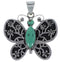 Silver Turquoise Butterfly And Flower Pendant AX49347