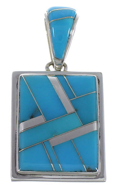 Turquoise Authentic Sterling Silver Reversible Pendant AX49427