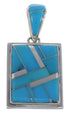 Turquoise Authentic Sterling Silver Reversible Pendant AX49427