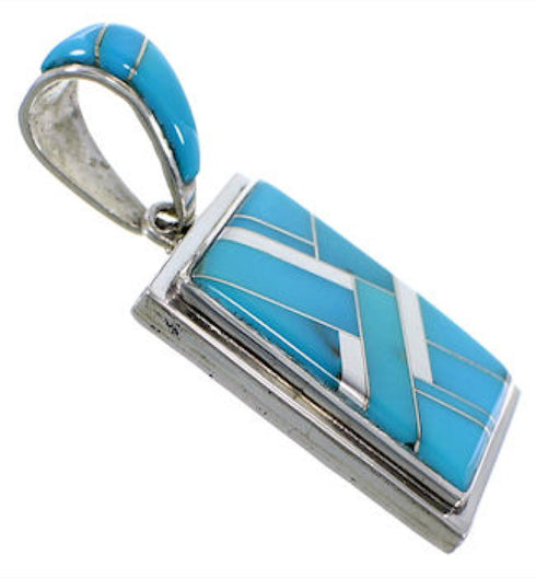 Turquoise Authentic Sterling Silver Reversible Pendant AX49427