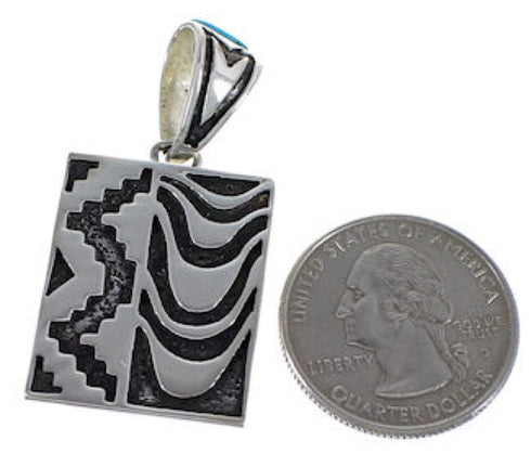 Turquoise Authentic Sterling Silver Reversible Pendant AX49427