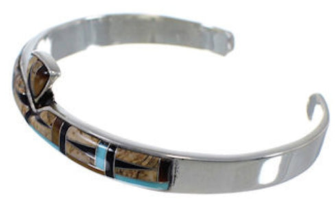 Tiger Eye Multicolor Inlay Sterling Silver Cuff Bracelet NS40436