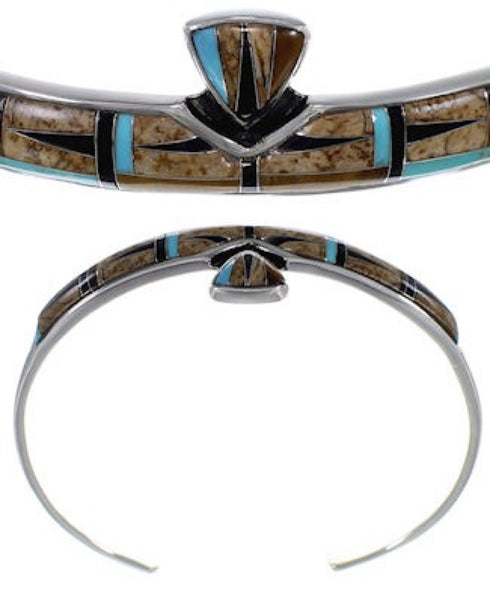 Multicolor Turquoise Sterling Silver Cuff Bracelet Jewelry NS40441