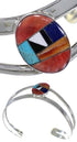 Lapis Turquoise Multicolor Inlay Sterling Silver Cuff Bracelet NS29836