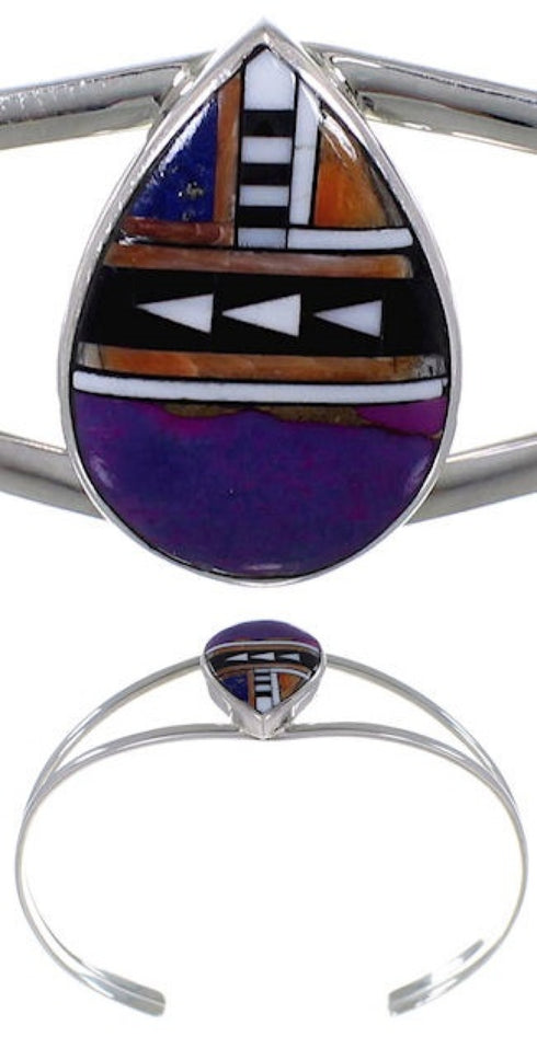 Silver Magenta Turquoise Multicolor Cuff Bracelet Jewelry HS29907