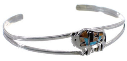 Turquoise Tiger Eye Multicolor Silver Buffalo Cuff Bracelet HS29919
