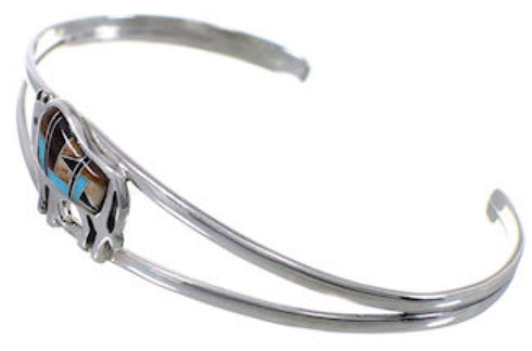 Turquoise Tiger Eye Multicolor Silver Buffalo Cuff Bracelet HS29919