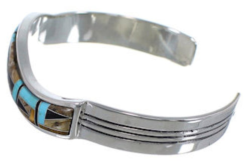 Multicolor Inlay Genuine Sterling Silver Cuff Bracelet AS39728