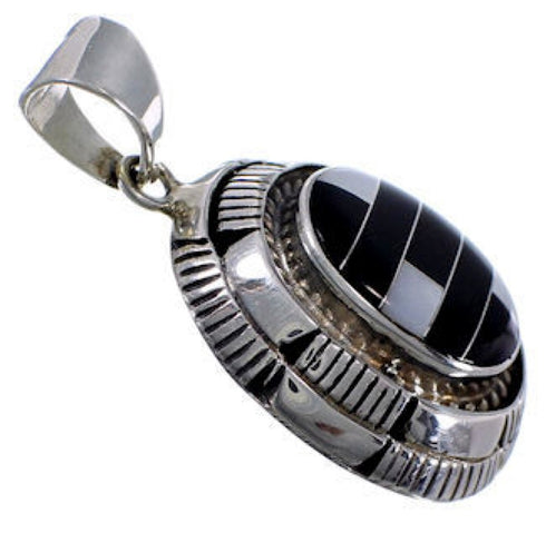 Sterling Silver Black Jade Mother Of Pearl Slide Pendant RS42802