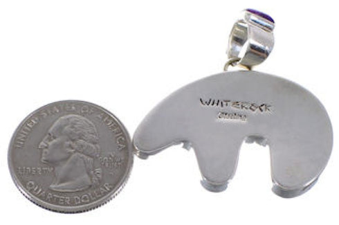 Turquoise Multicolor Sterling Silver Bear Whiterock Pendant AS33331