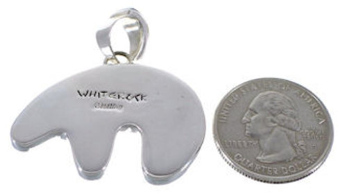 Multicolor Inlay Sterling Silver Bear Whiterock Pendant AS33293
