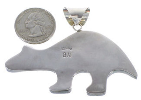 Turquoise Multicolor Inlay Sterling Silver Bear Slide Pendant DS39227