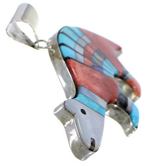 Sterling Silver Turquoise Multicolor Bear Slide Pendant DS39216
